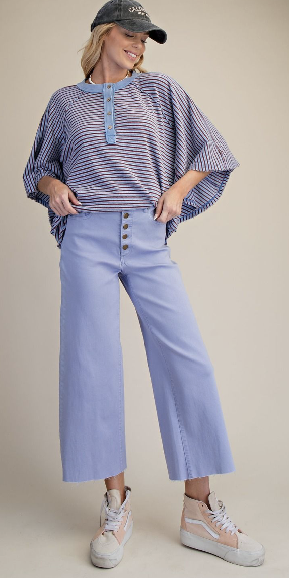BUTTON FRONT STRETCH TWILL PANTS