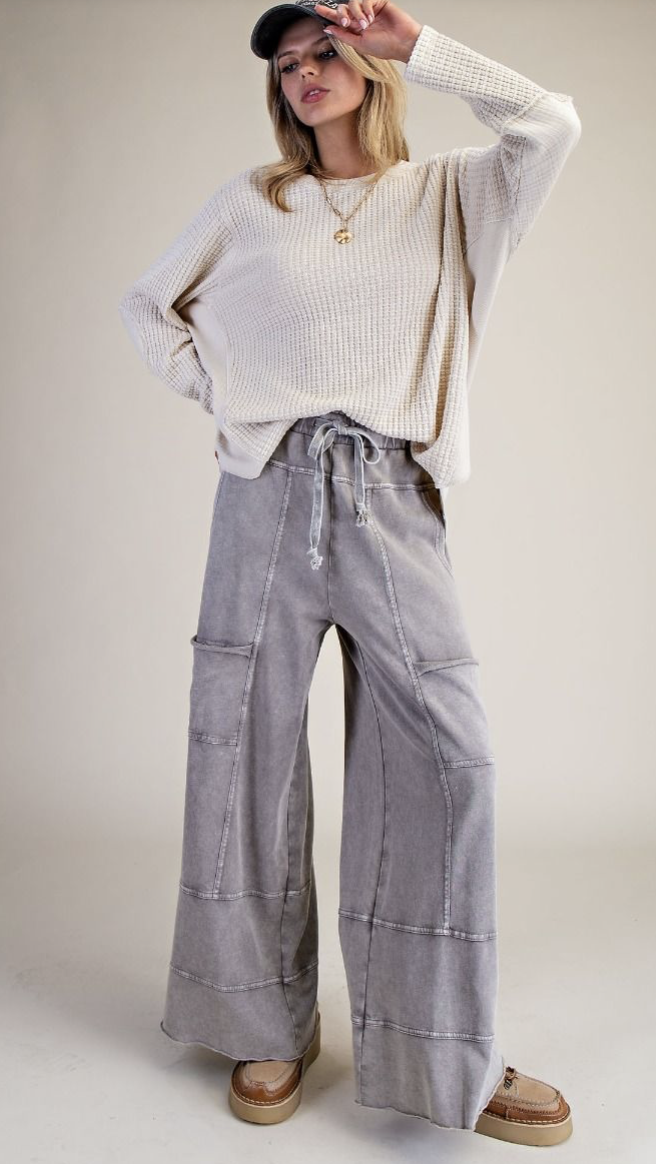MINERAL WASHED TERRY KNIT PANTS