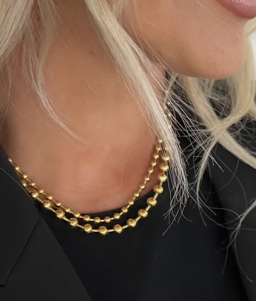 Xl Gold Beaded Necklace
