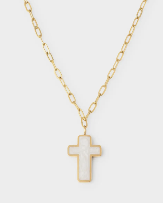 White Enamel Cross Necklace