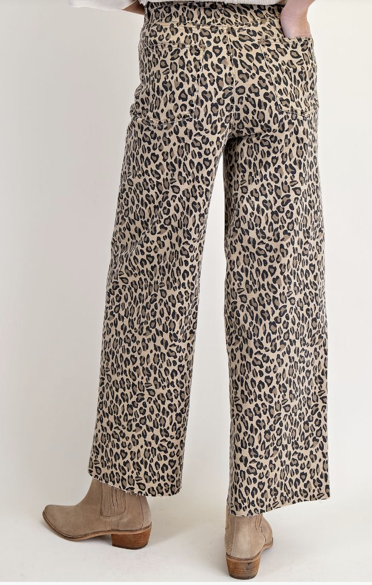 Animal Print Twill Pants