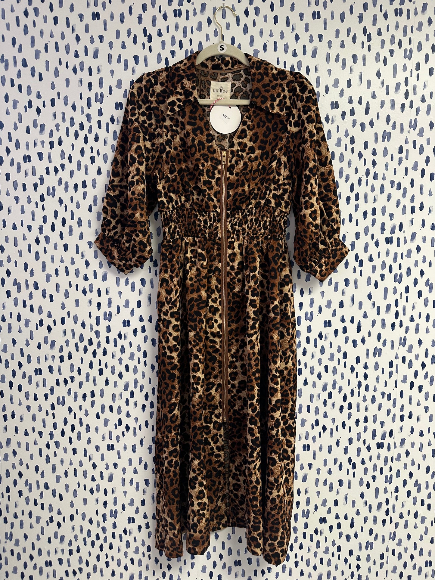 Brown Cheetah Front Zip Dress