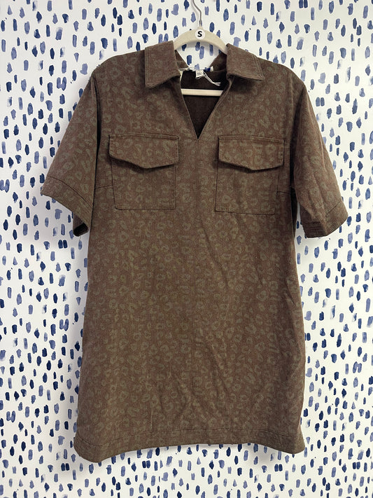 Denim Material Cheetah Dress