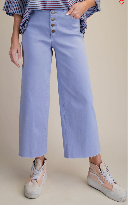 BUTTON FRONT STRETCH TWILL PANTS