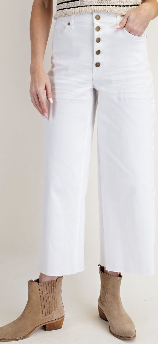 BUTTON FRONT STRETCH TWILL PANTS