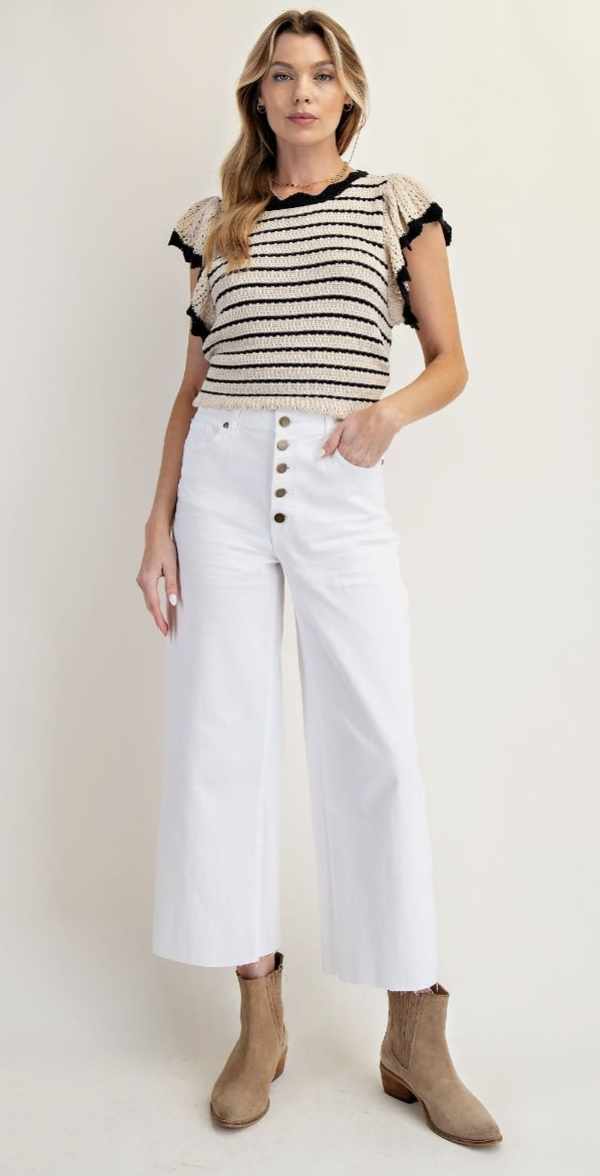 BUTTON FRONT STRETCH TWILL PANTS