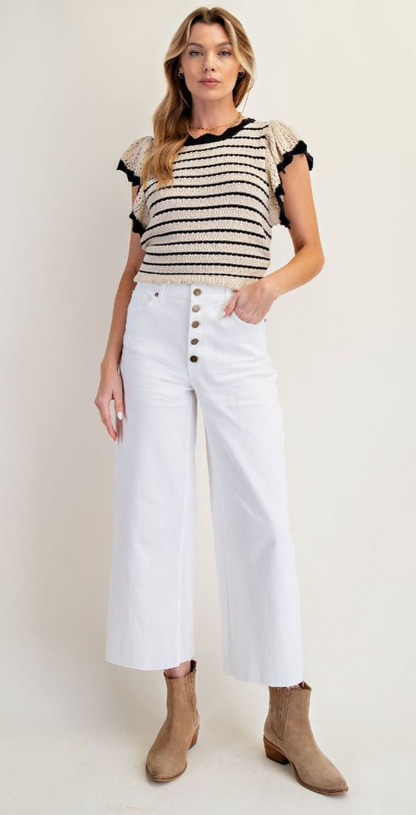 BUTTON FRONT STRETCH TWILL PANTS