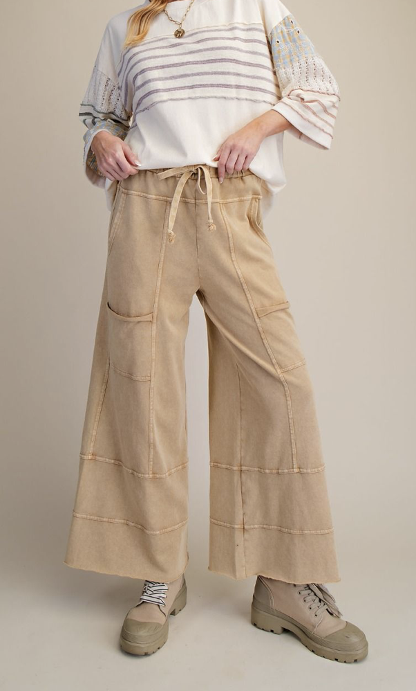 MINERAL WASHED TERRY KNIT PANTS