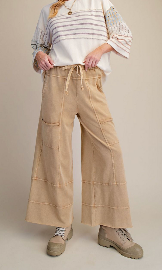MINERAL WASHED TERRY KNIT PANTS