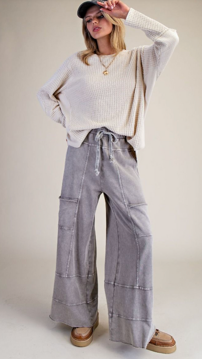 MINERAL WASHED TERRY KNIT PANTS