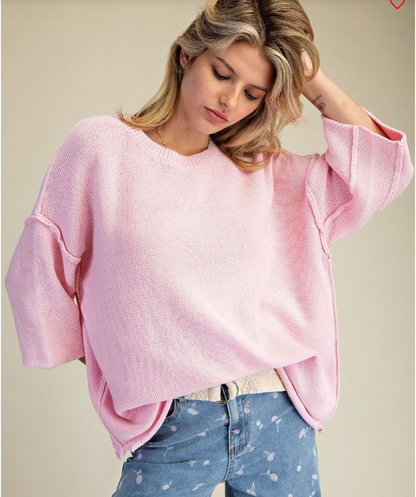 WASHED KNITTED LOOSE FIT SWEATER