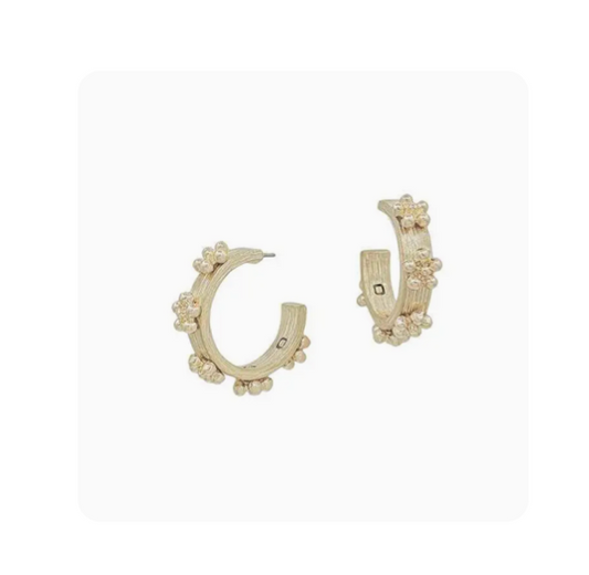 Mini Gold Flower Hoops