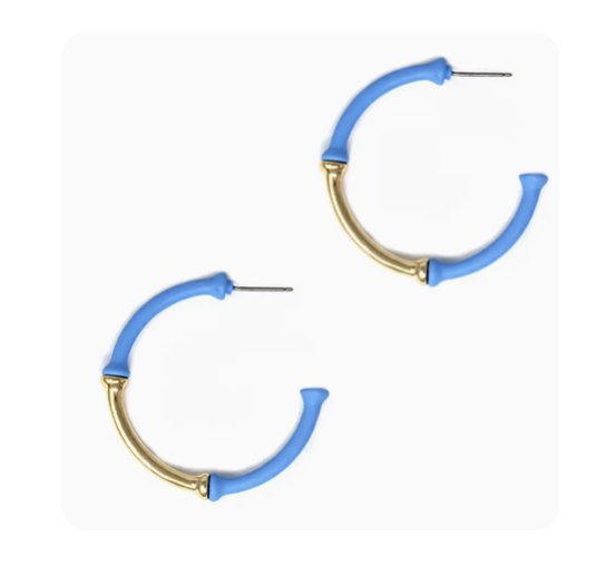 Light Blue and Gold Bamboo Hoops