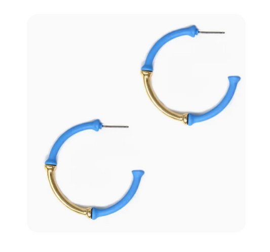 Light Blue and Gold Bamboo Hoops