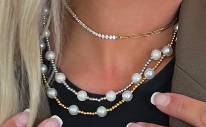 Gold Pearl Beaded Necklace
