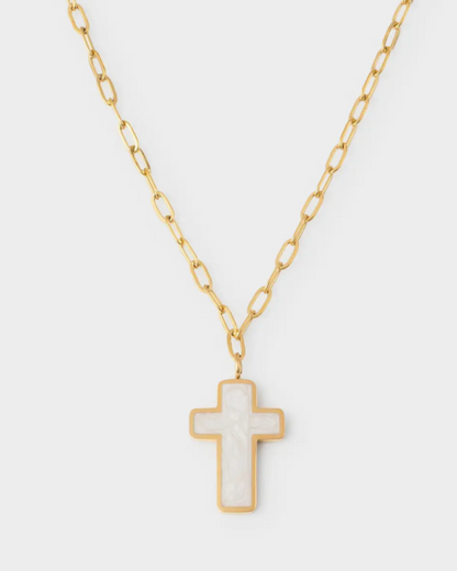 White Enamel Cross Necklace