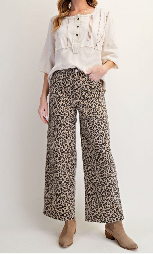 Animal Print Twill Pants